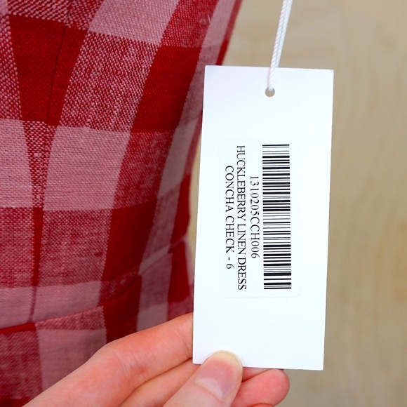 NWT Reformation "Huckleberry" Linen Dress in "Concha Check" - Picture 10 of 11